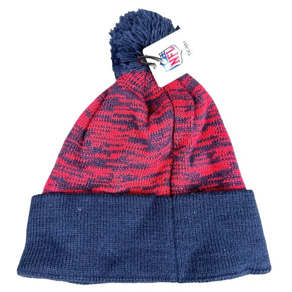 New England Patriots Pom Pom Beanie Knit Hat Women's Red Blue NFL Team Apparel - Picture 2 of 5